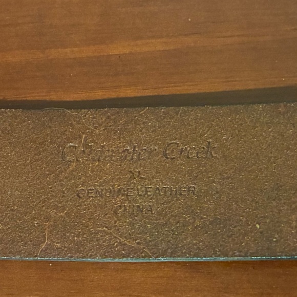 Coldwater Creek Brown Leather Belt with Cream Embroidered Detail - Picture 4 of 7